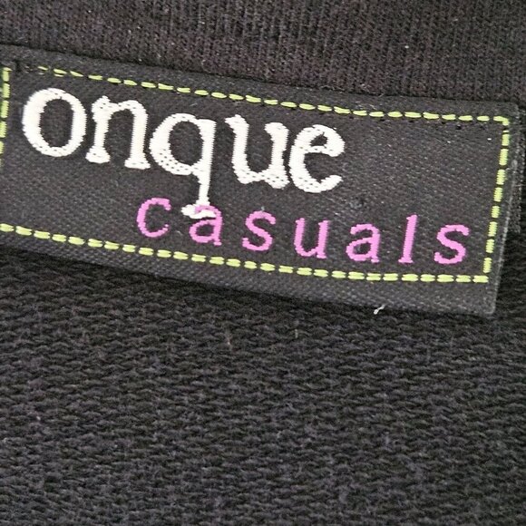 Onque Casuals Size XL Black Jacket Colorful Embroidery Knit Blazer Artsy Boho - Picture 7 of 10